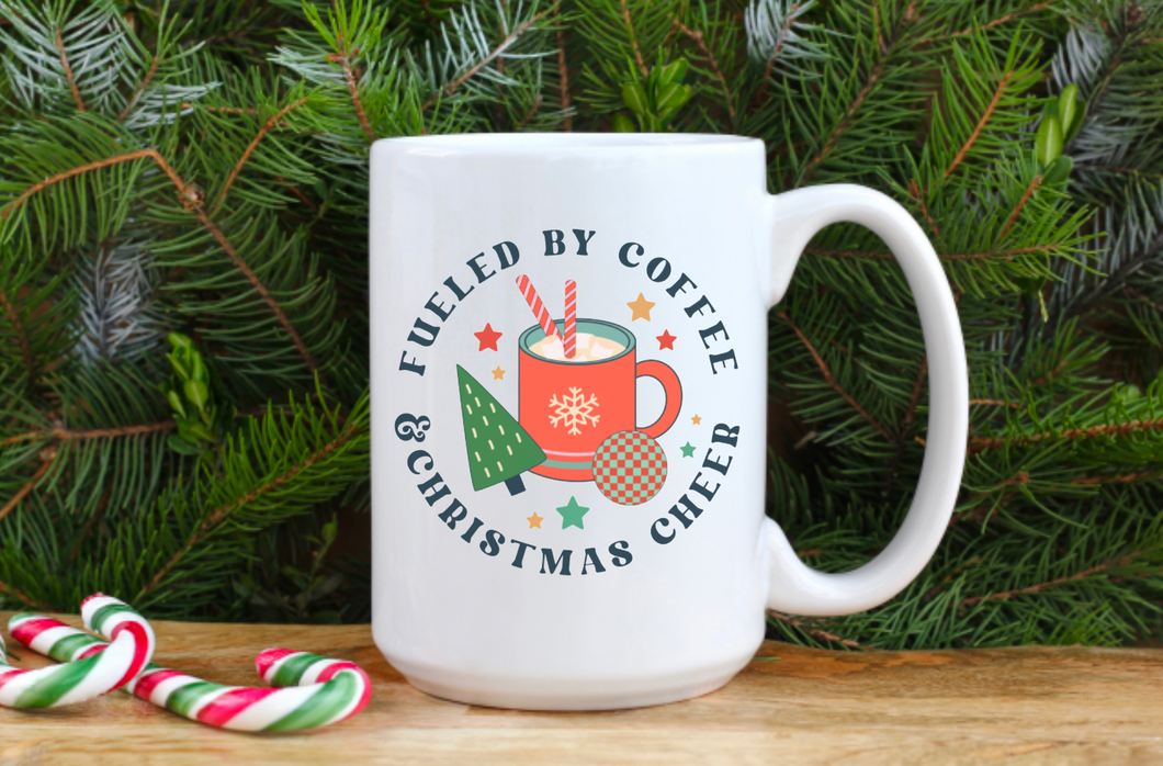 Fueled by Coffee and Christmas Cheer 15oz Ceramic Mug