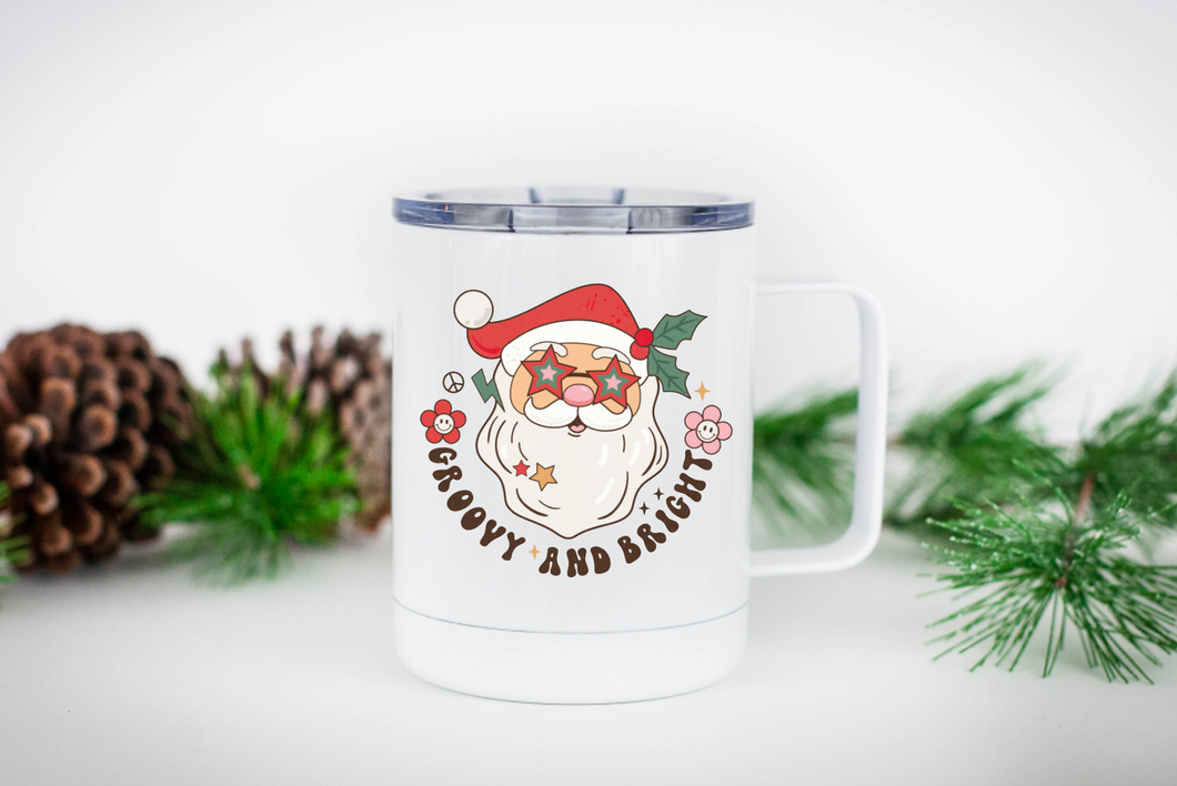 Groovy and Bright Santa 12oz Travel Mug