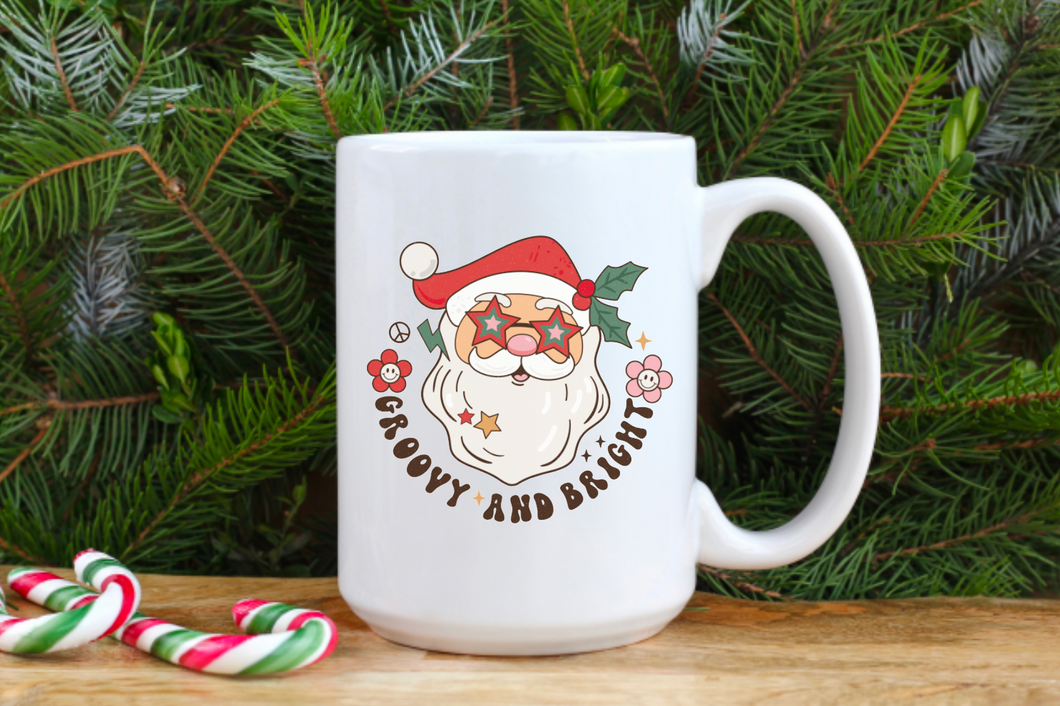 Groovy and Bright Santa 15oz Ceramic Mug