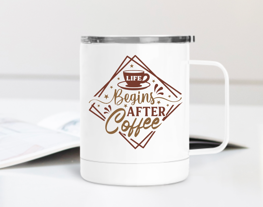 Life Begins After Coffee 12oz Travel Mug