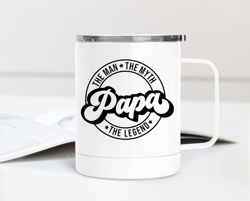 Papa Man Myth Legend 12oz Travel Mug