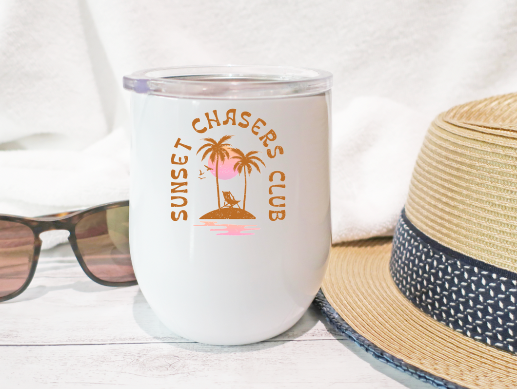 Sunset Chasers Club 12oz Insulated Stemless Wine Tumbler