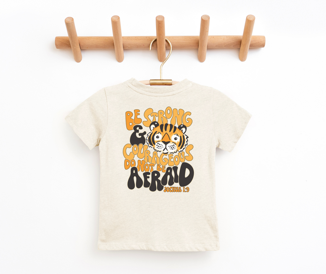 Tiger Be Strong & Courageous Youth Faith Graphic Tee