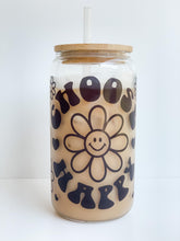 Load image into Gallery viewer, Retro Choose Happy 16oz Glass Can Cup with Bamboo Lid
