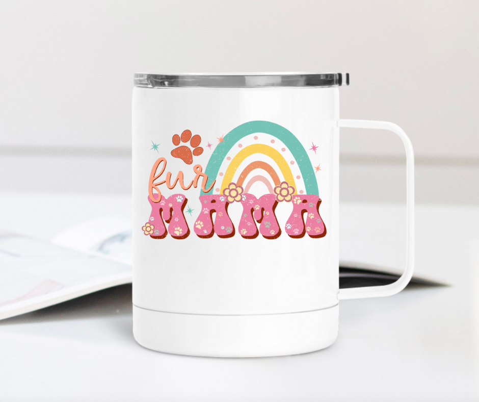 Rainbow Fur Mama 12oz Travel Mug