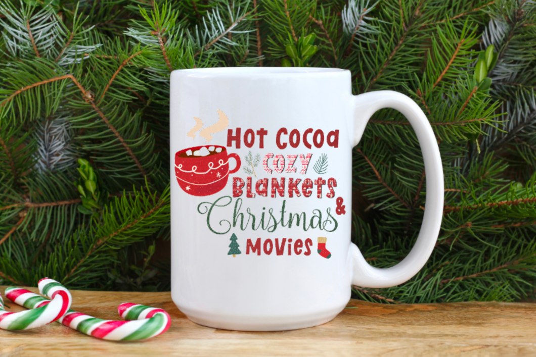 Hot Cocoa Cozy Blankets 15oz Ceramic Mug