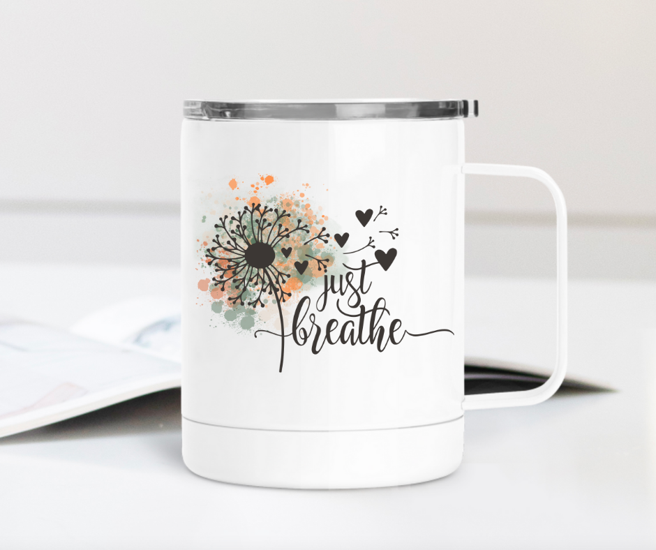 Just Breathe Dandelion 12oz Travel Mug