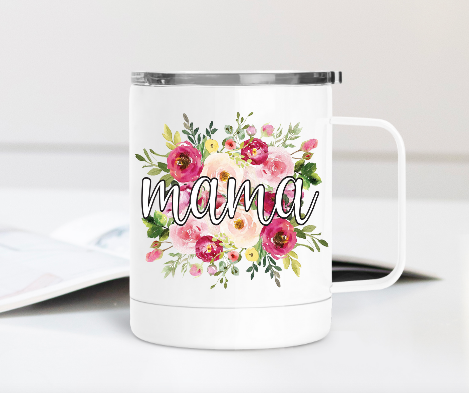 Floral Mama Circle 12oz Travel Mug