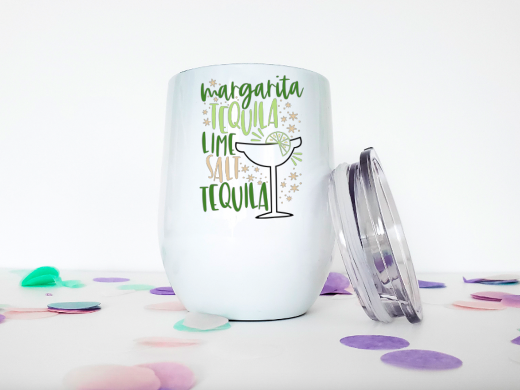 Margarita Ingredients 12oz Stemless Insulated Wine Tumbler