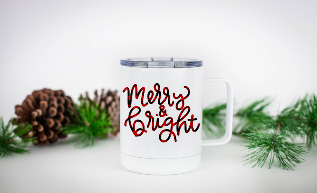 Merry & Bright 12oz Travel Mug