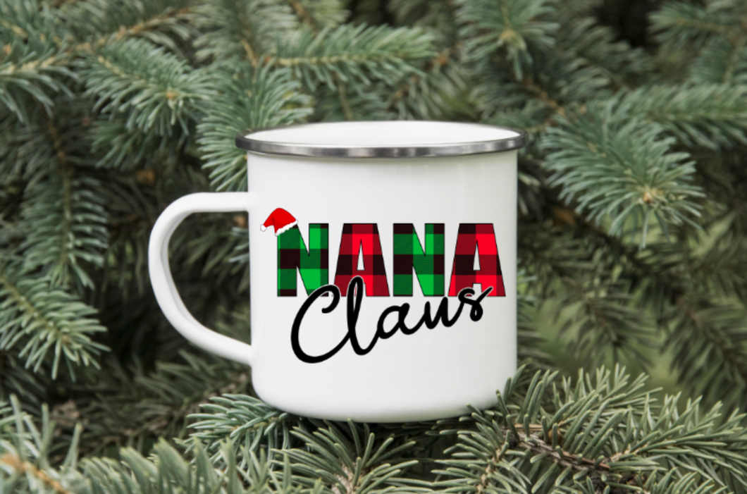 Nana Claus 12oz Enamel Camping Mug