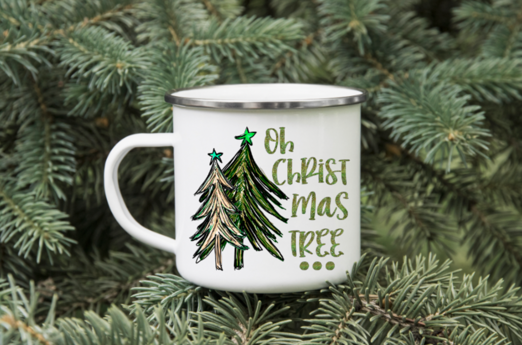 Oh Christmas Tree 12oz Enamel Camping Mug