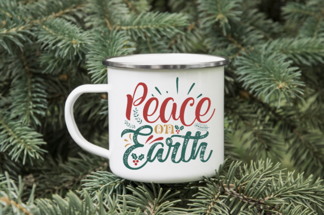 Peace on Earth 12oz Enamel Camping Mug