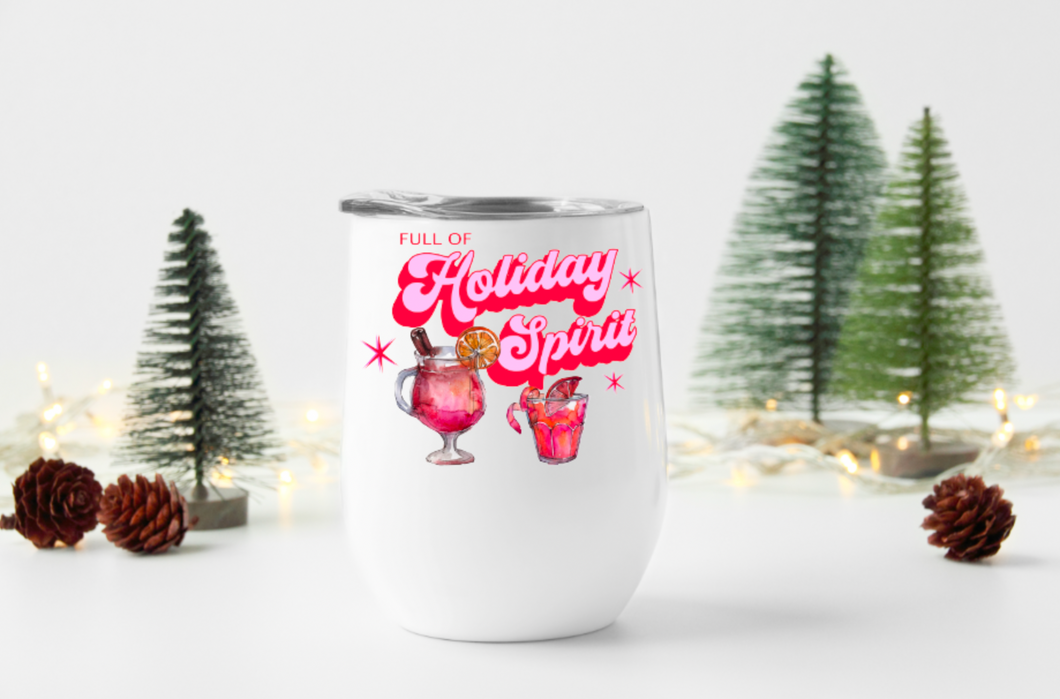 Retro Holiday Spirit 12oz Stemless Insulated Wine Tumbler