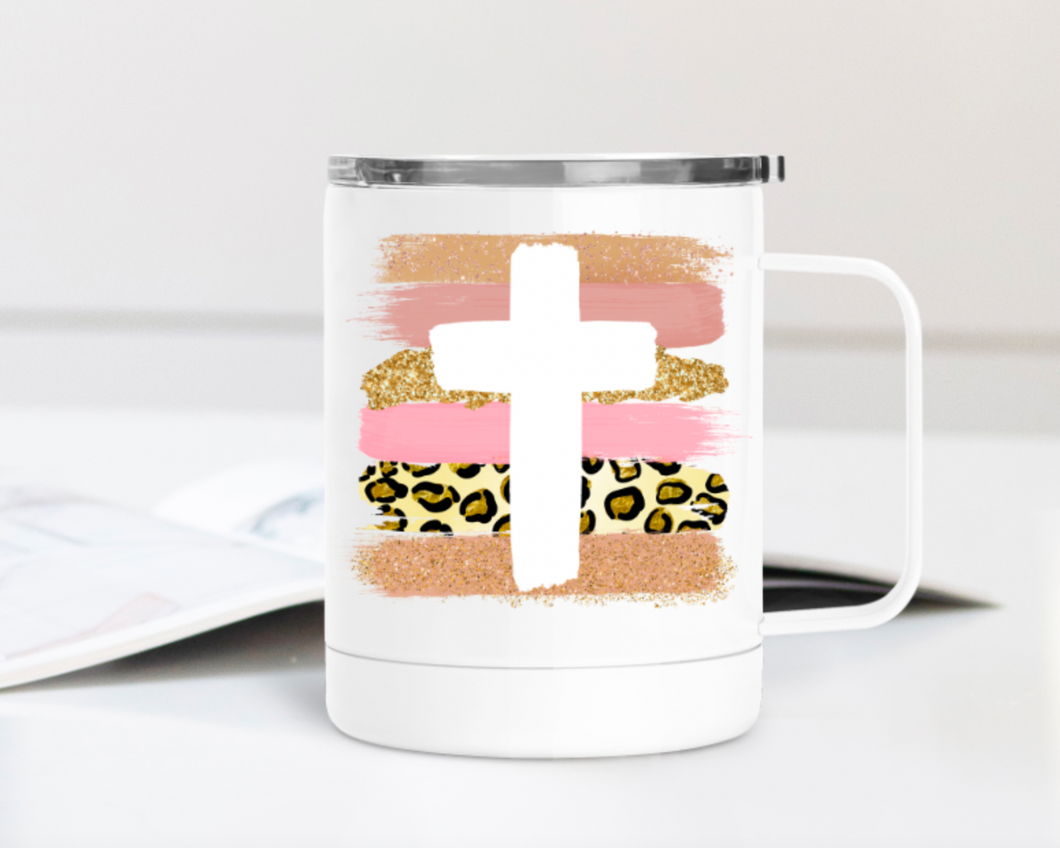 Brush Stroke Cross 12oz Travel Mug