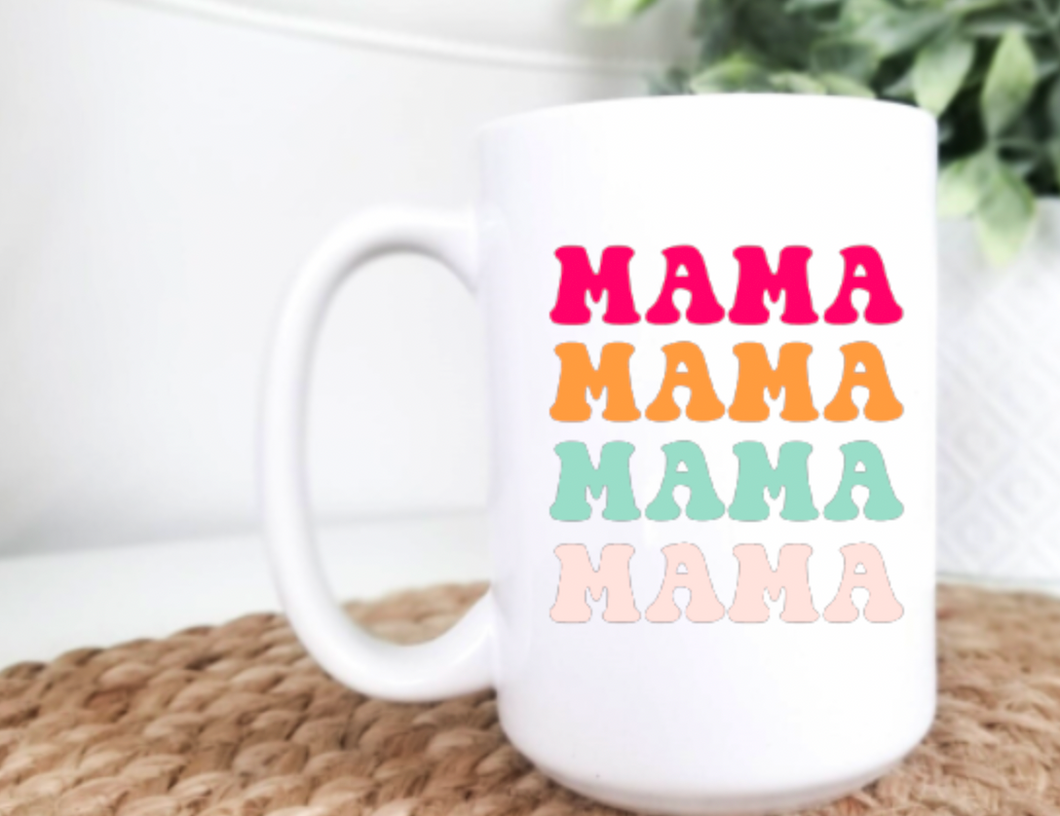 Colorful Stacked Mama 15oz Ceramic Mug