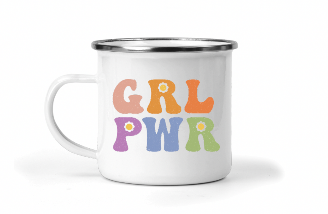 Girl Power 12oz Enamel Camping Mug