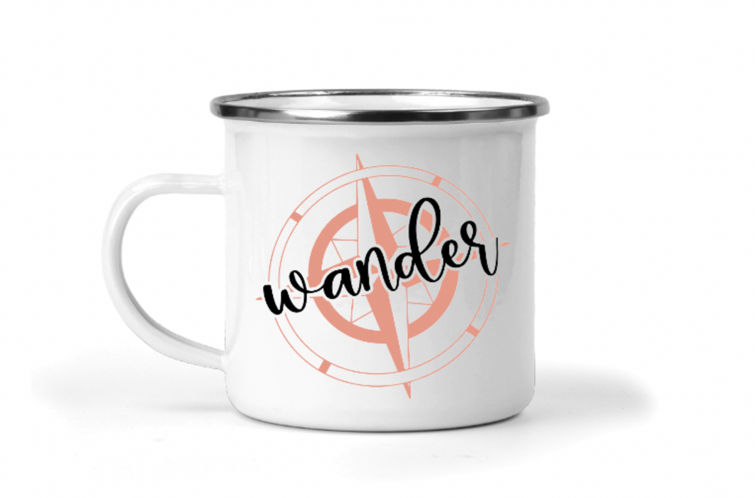 Wander Compass 12oz Enamel Camping Mug