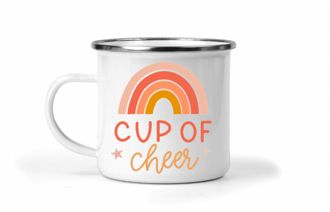 Cup of Cheer Rainbow 12oz Enamel Camping Mug