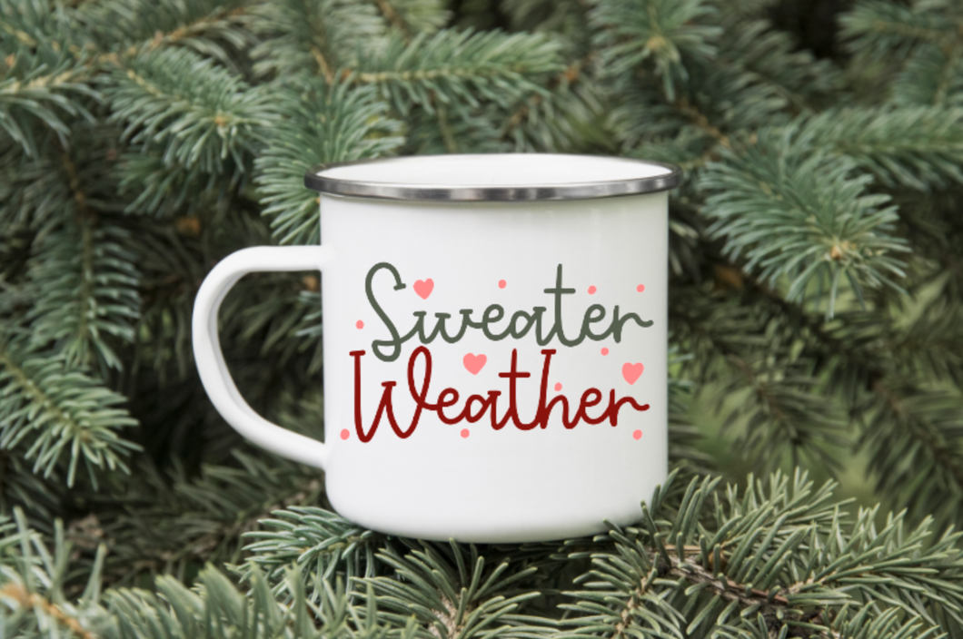 Sweater Weather 12oz Enamel Camping Mug