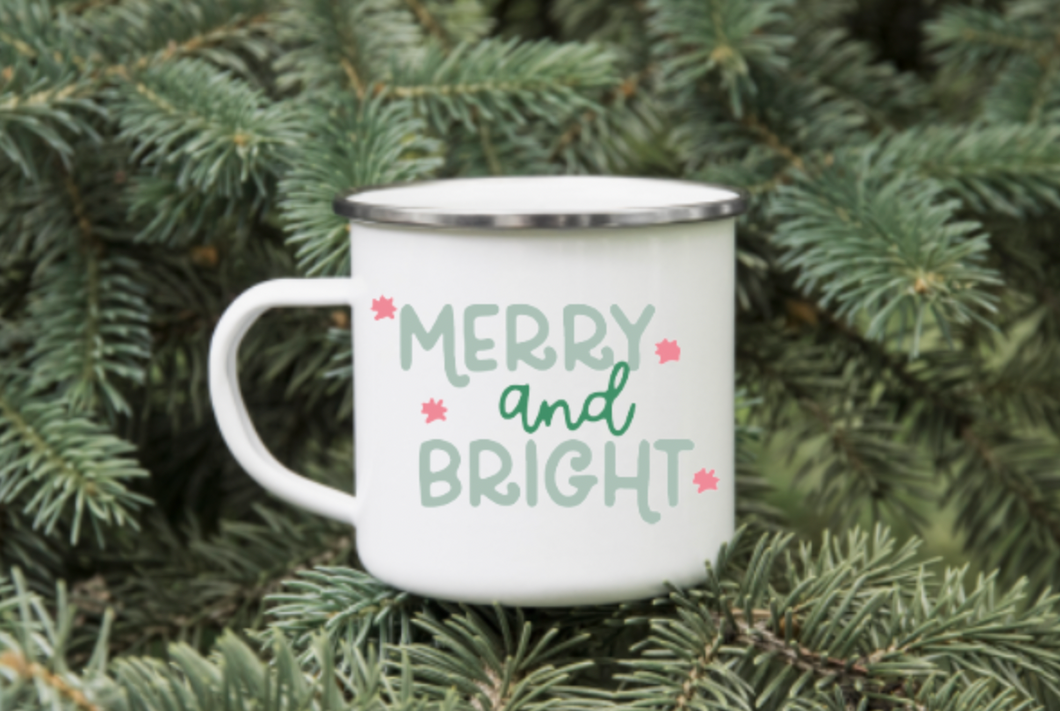 Pastel Merry & Bright 12oz Enamel Camping Mug