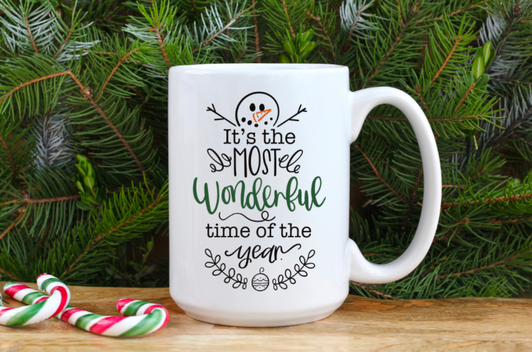 Snowman Wonderful Time of Year 15oz Ceramic Mug