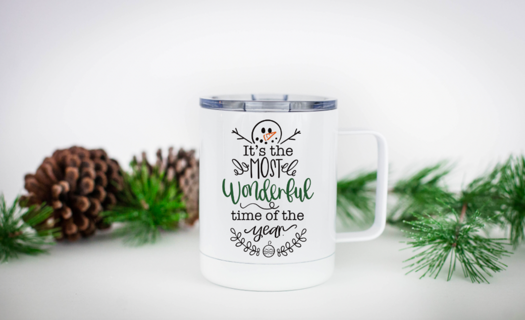 Snowman Wonderful Time of Year 12oz Travel Mug