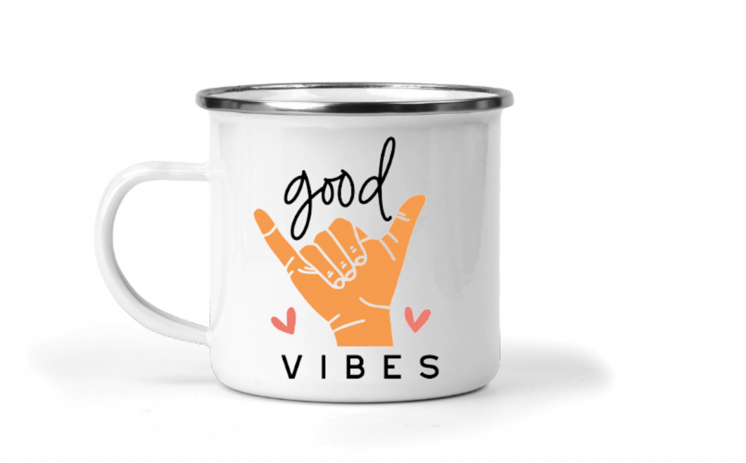 Good Vibes 12oz Enamel Camping Mug