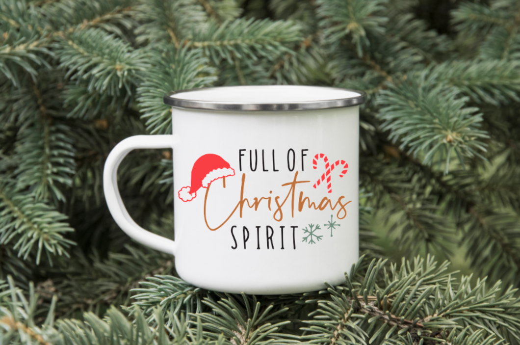 Full of Christmas Spirit 12oz Enamel Camping Mug