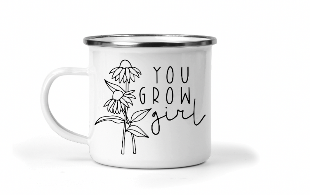 You Grow Girl 12oz Enamel Camping Mug