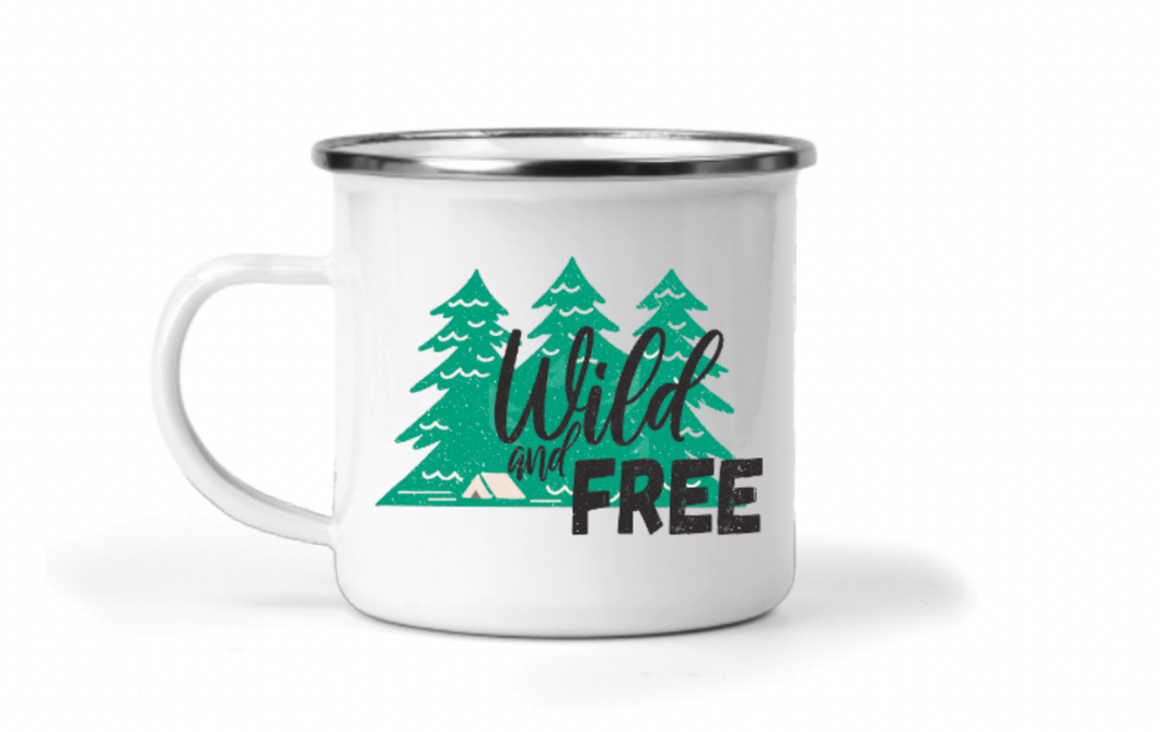 Wild and Free 12oz Enamel Camping Mug