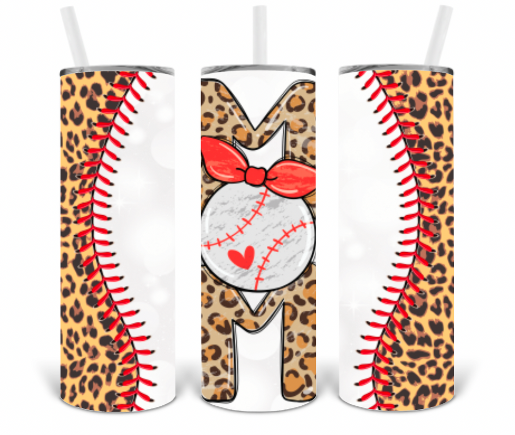 Leopard Baseball Mom 20oz Insulated Tall Tumbler with Straw