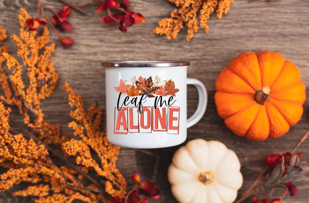 Leaf Me Alone 12oz Enamel Camping Mug