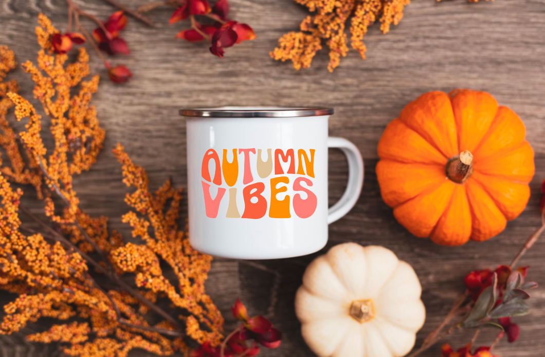 Autumn Vibes 12oz Enamel Camping Mug