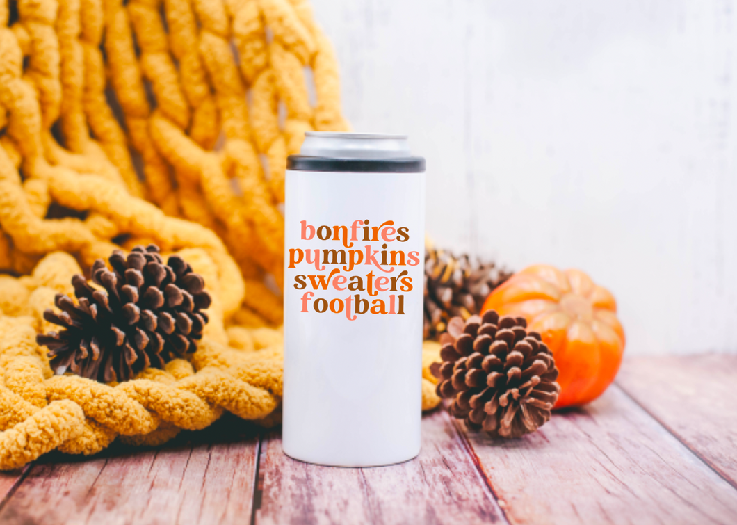 Fall List and Football 12oz Insulated Can Cooler