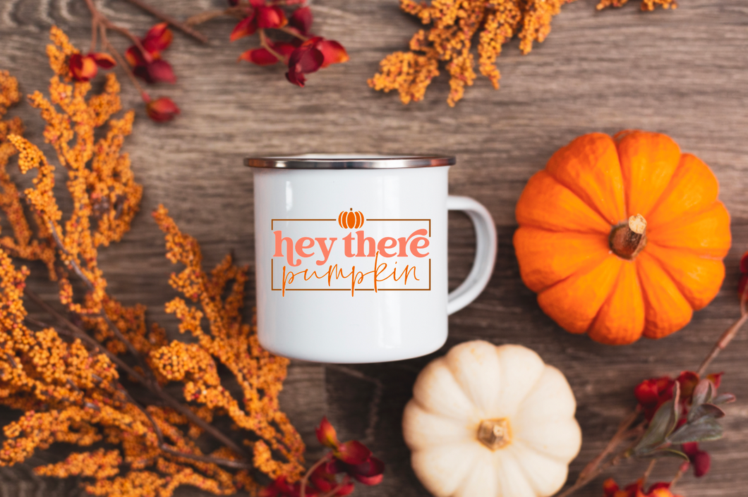 Hey There Pumpkin 12oz Enamel Camping Mug