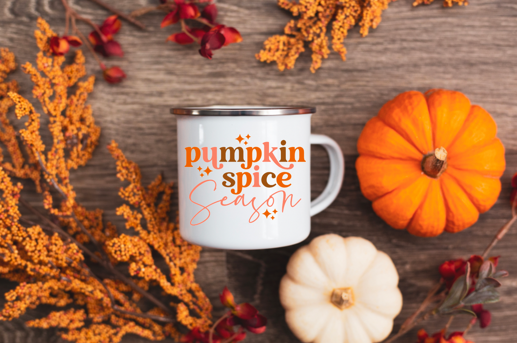 Pumpkin Spice Season 12oz Enamel Camping Mug