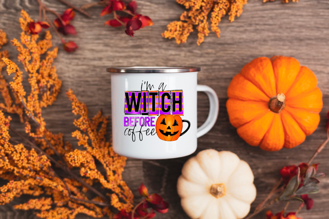 I'm a Witch Before Coffee 12oz Enamel Camping Mug