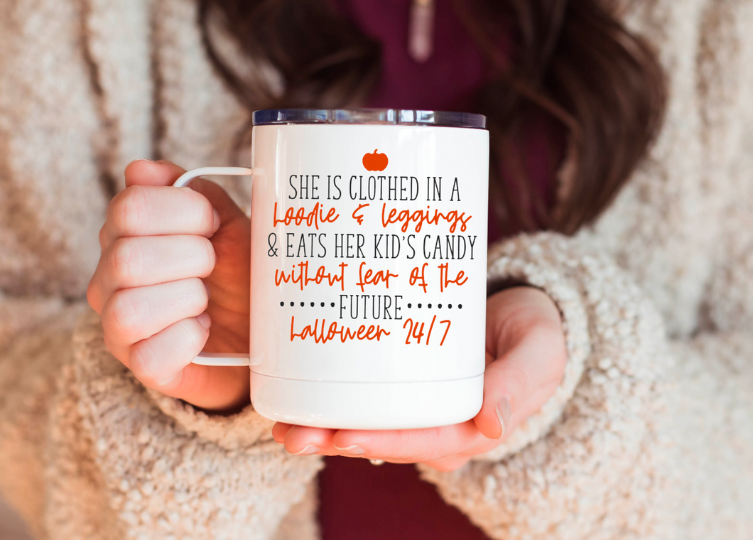 She is Clothed in Fall 24:7 12oz Travel Mug