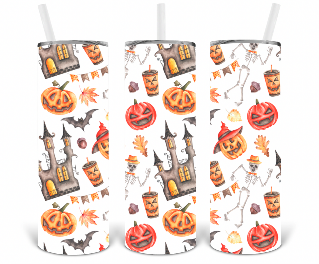 Tossed Fall Icons 20oz Insulated Tall Tumbler with Straw