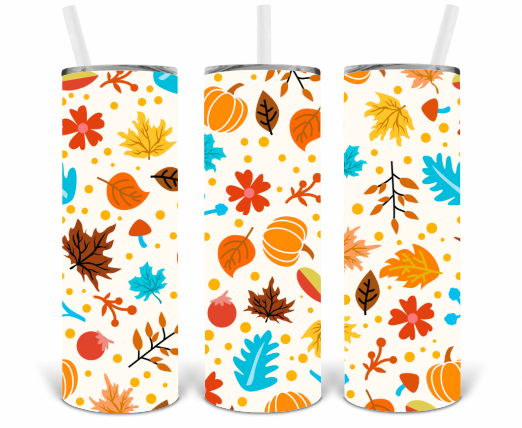 Colorful Tossed Leaves 20oz Insulated Tall Tumbler with Straw