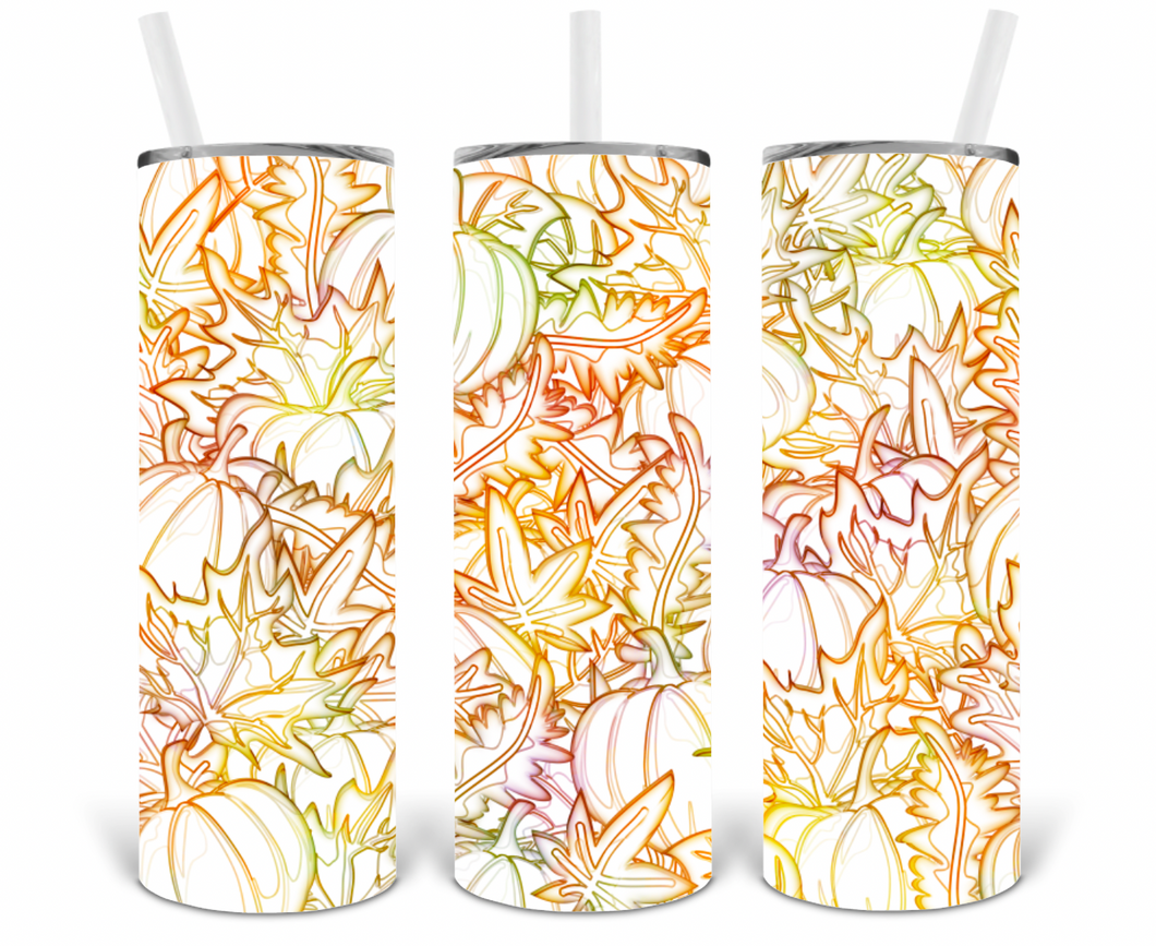 Doodle Leaves Pumpkins 20oz Insulated Tall Tumbler with Straw