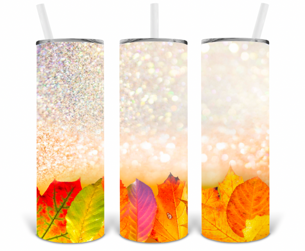 Faux Glitter Pumpkins 20oz Insulated Tall Tumbler with Straw