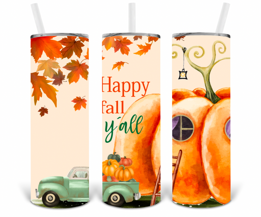 Happy Fall Y'all 20oz Insulated Tall Tumbler with Straw