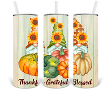 Load image into Gallery viewer, Thankful Grateful Blessed Gnome 20oz Insulated Tall Tumbler with Straw
