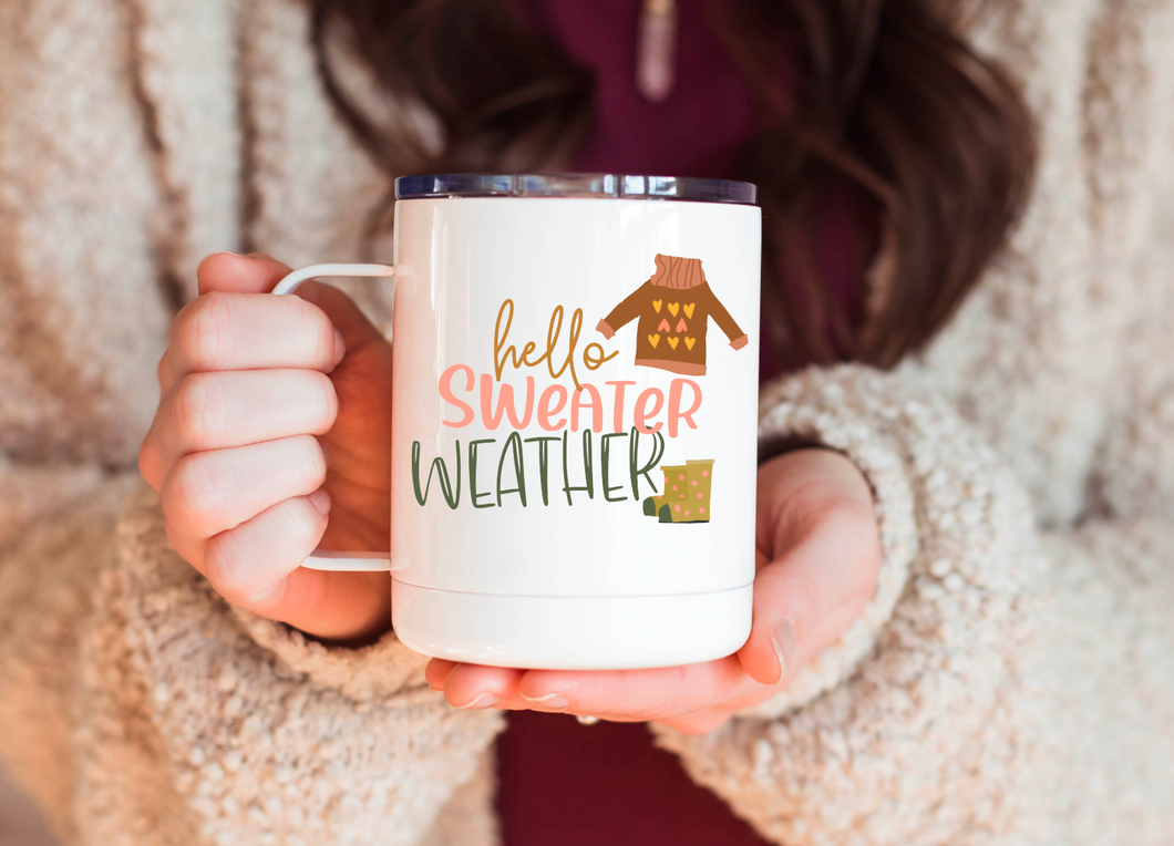 Hello Sweater Weather 12oz Travel Mug