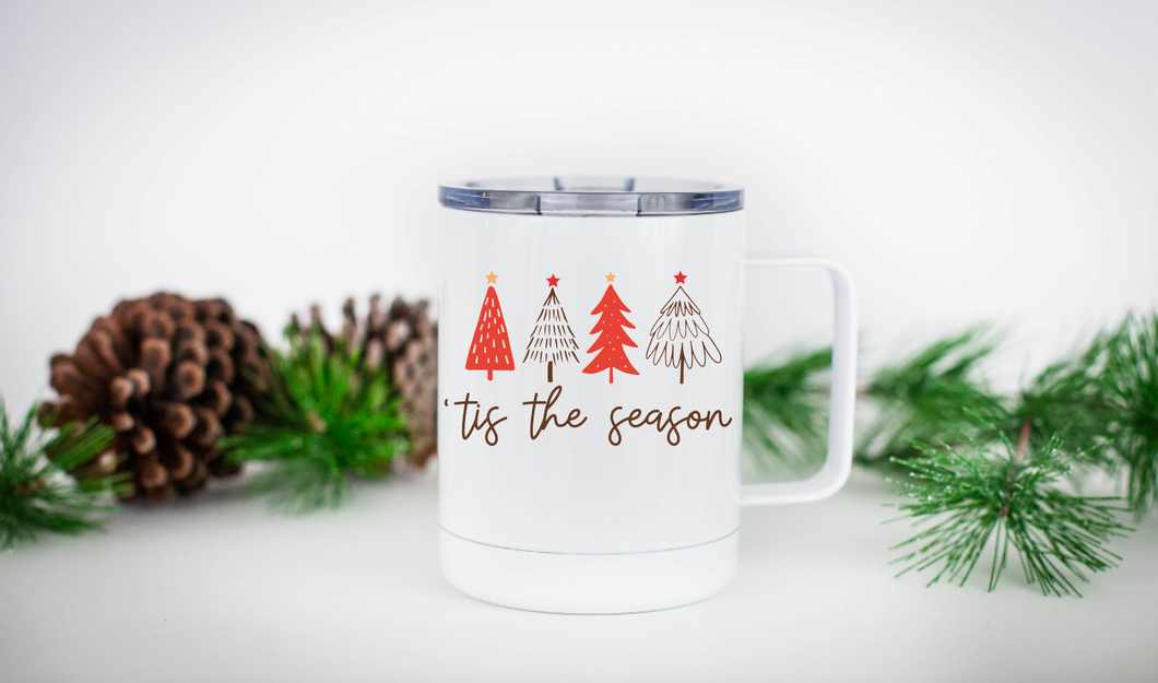 Tis the Season Four Tree 12oz Travel Mug