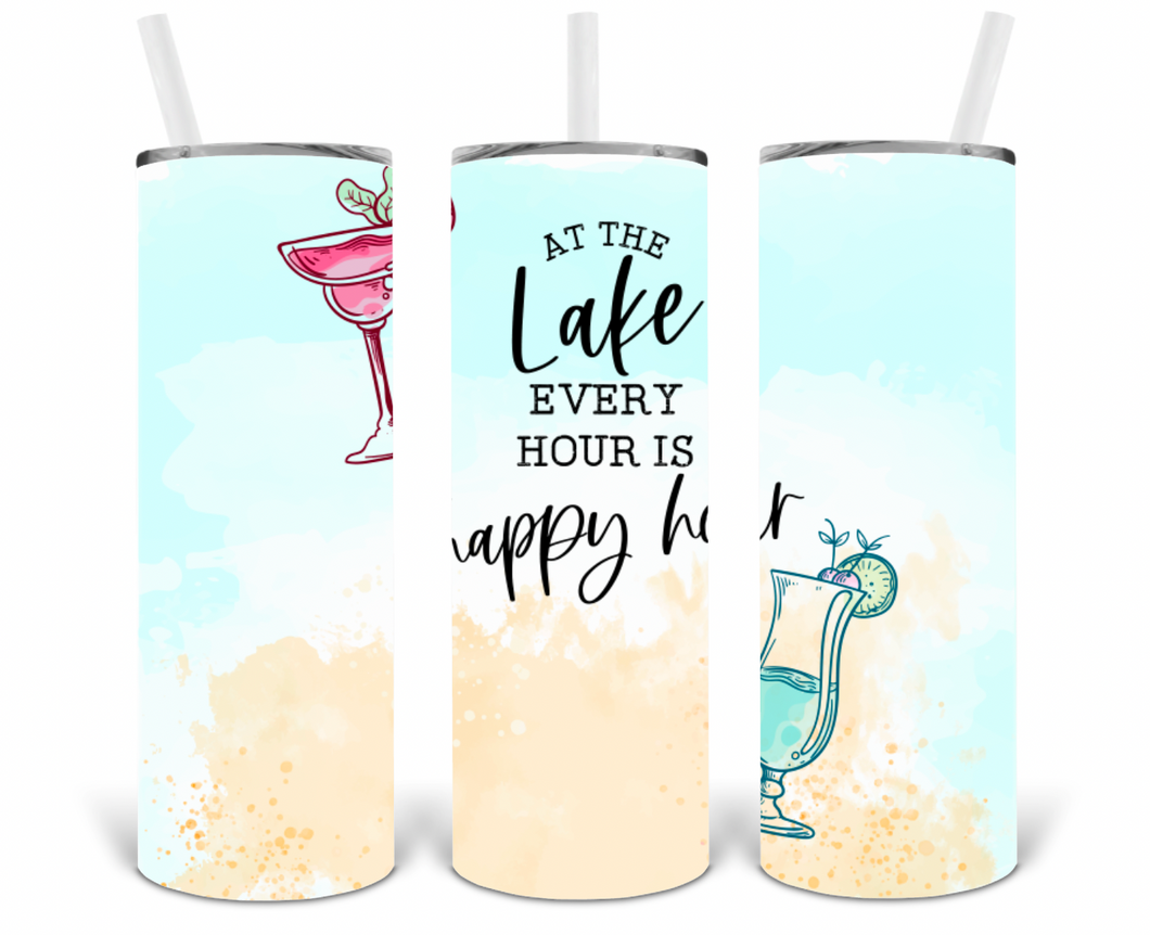 Happy Hour at Lake 20oz Insulated Tall Tumbler with Straw