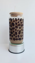 Load and play video in Gallery viewer, Coffee Bean Wrap 16oz Glass Can Cup with Bamboo Lid
